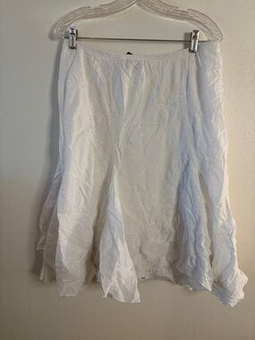 White Embroidered A-Line Cotton Skirt